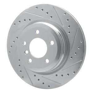 BMW 335XI Brake Rotor (1) - Rear Right - R1 Concepts - Drilled & Slotted - Silver - `06-`15